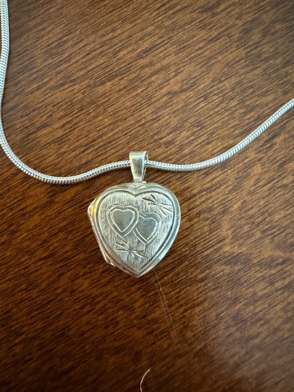 Sterling Silver 925 Heart Locket Necklace Snake Chain 17” Vintage Photo Pendant